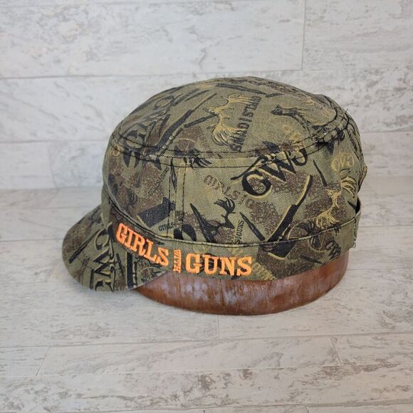 Girls With Guns Camo Strapback Cap Army Cadet Hat Green Brown Embroidered - Picture 5 of 9